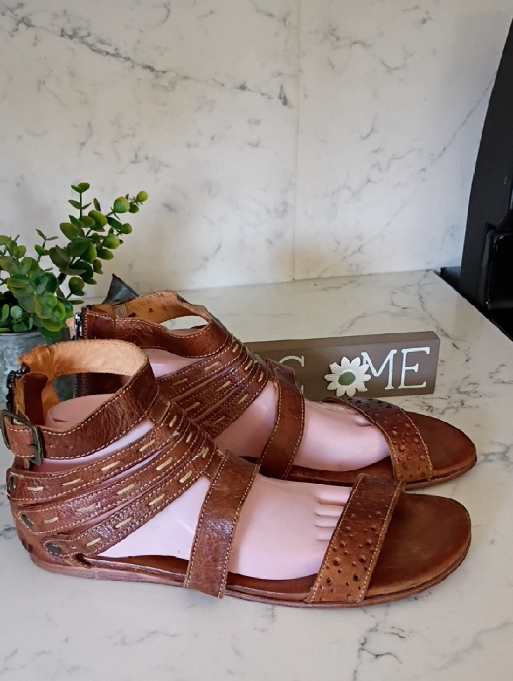 BED|STU Brown Leather Gladiator Sandals